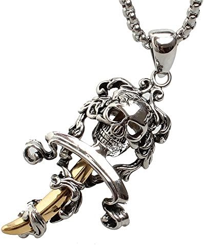 LALOPEZ Unisex Titanium Stainless Steel Punk Gothic Pirate Skull Rock Women Men Pendant Necklace Golden