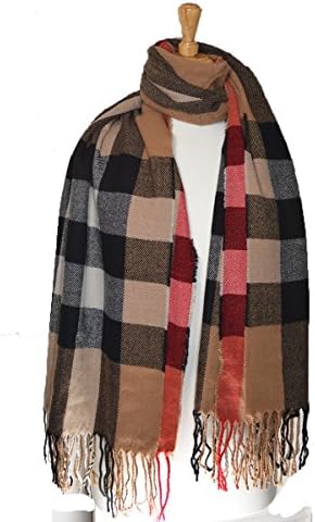 Luxury high quality large Thick check scarf shawl Brown