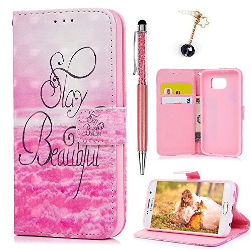 Lanveni Galaxy S6 H  lle  Handyh  lle Samsung Galaxy S6 Flip Case Cover PU Lederh  lle Schutzh  lle Magnetverschluss Ledertasche mit Stander Function 