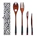Produktbild EQLEF Holz Wiederverwendbare Besteck Set umweltfreundliche Besteck im japanischen Stil Geschirr Kit für Reisen Camping Bento Mahlzeit Gabel Löffel kleine Frucht Kuchen Messer Gabel Set - 4 Stück