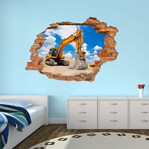 049 Wandtattoo Bagger Baustelle – Loch in der Wand Größe 750 x 520 mm - 6