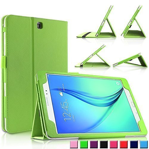 Infiland Samsung Galaxy Tab A 9.7 Hülle Case -Slim Fit Folio PU-lederne dünne Kunstleder Schutzhülle Cover Tasche für Samsung Galaxy Tab A 9.7 T550N/ T555N 24,6 cm (9,7 Zoll) WiFi/LTE Tablet-PC (mit Auto Schlaf / Wach Funktion)(Grün)