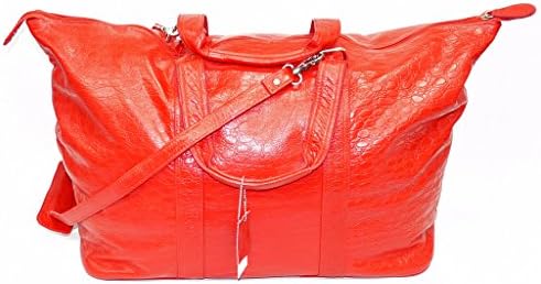 Large Red Burgundy Real Premium Croc Leather Holdall Duffle Travel Sports Gym Luxury Designer Weekend Bag