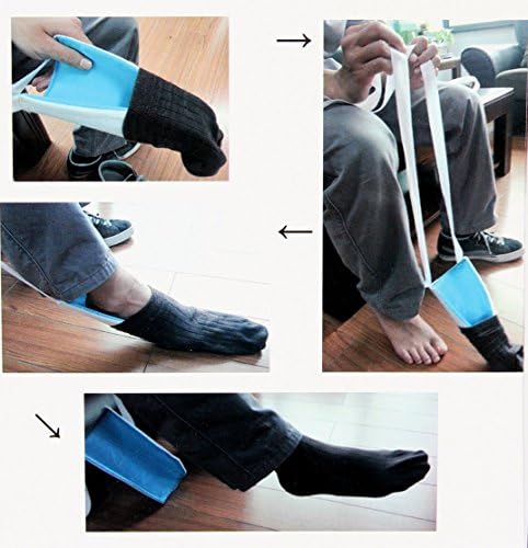 HealthPanion Helping Hand Sock Aid To Help Elderly People Or People With Difficulties In Bending The Back And Knees; Comes In Blue And White