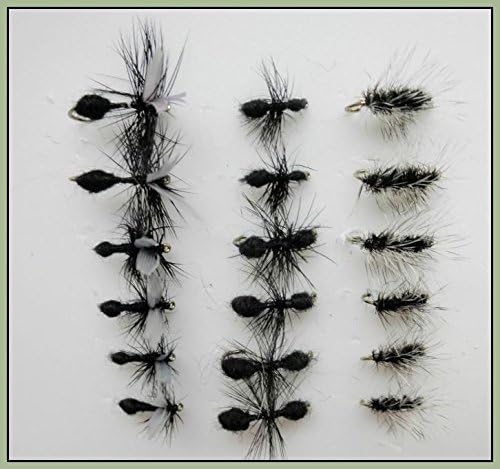 Dry Trout Fishing Flies, 18 Pack, Griffiths Gnat, Winged Ant, Traditional Ants, Choice