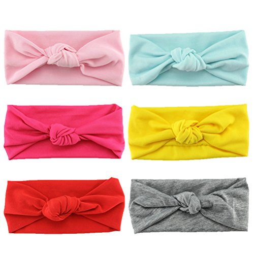 HABI 6 stk mehrfarbig elastisch Haarband Stirnband Fliege Schleife für Baby Mädchen - 2