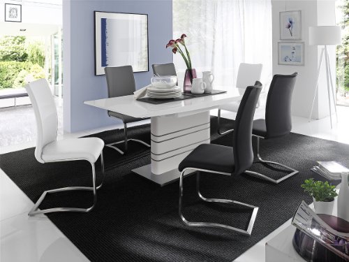 Schwinger Arco 2er Set - Gestell: Edelstahl - Bezug: Echtleder weiß - Maße B/H/T: ca. 43x103x52 cm - 