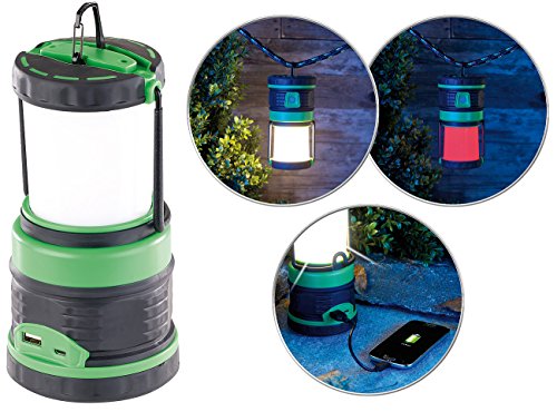 Lunartec 3in1-LED-Akku-Campinglaterne mit Deckenlicht und Powerbank, 3.600 mAh - 3