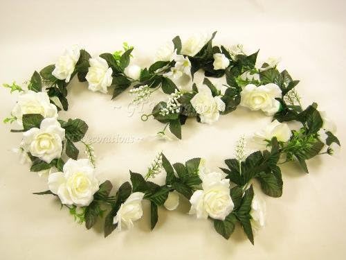 GT Decorations Artificial Flowers Garland with Satin Rose and Hydrangea for Wedding, Trellis, Gazebo (Cream) from