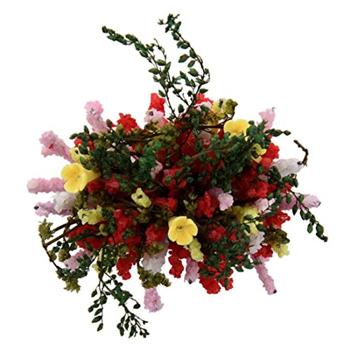 Pot Fleurs - SODIAL(R) Fleurs Multicolores Miniatures avec Pot de Bois pour Maison de Poupee 1/12 echelle