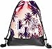 Produktbild Turnbeutel Leder Beutel La Palms Palmen Blüten Pflanzen Sonnenuntergang Sunset Aufdruck Tasche Festival Rucksack Jutebeutel Gym Bag Gymsack Loomiloo
