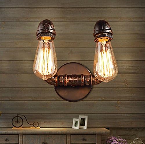 2-Light Loft Iron Metal Rustic Sconce Wall Lamps, Vintage Industrial Single Water Pipe Wall Lights With E27 Socket Wall Lights For Living Room Restaurant Bedroom Balcony