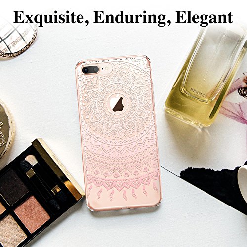 ESR Funda iPhone 8 Plus  ESR C  rcasa Fina Transparente Dura Borde Suave TPU  Compatible con Carga Inal  mbrica   Mejorada Protecci  n a Esquinas  Dise  o de Impresi  n para Apple iPhone 8 Plus 5 5  2017 - Manjusaka Rosa
