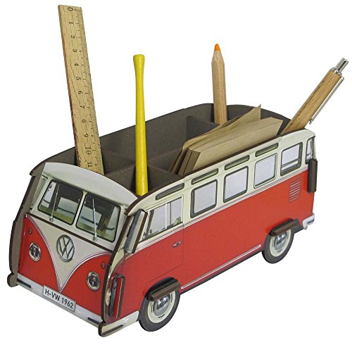 Werkhaus WE2008 - Portalápices con diseño furgoneta Volkswagen, color rojo
