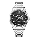 SJXIN Stilvolle Uhr Herren Quarzuhr Steel Pointer Watch Business Casual Wasserdichte Uhr Gold Modeuhren (Color : 1)