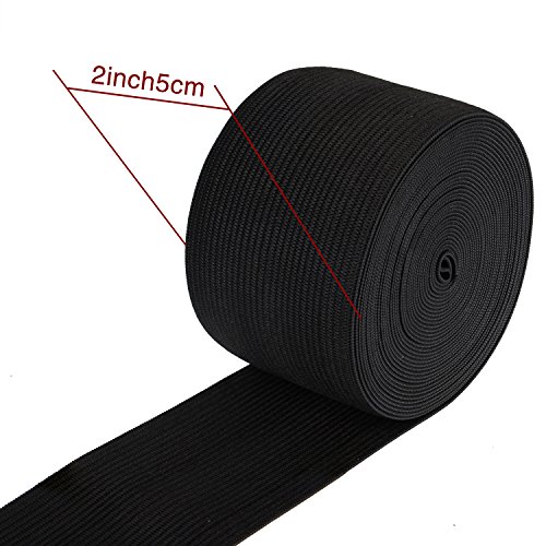 eBoot 2 Zoll Breit Gummibänder Spule Nähen Band Flach Elastische Schnur, 5,5 Yard, Weiß und Schwarz, 2 Stück - 2