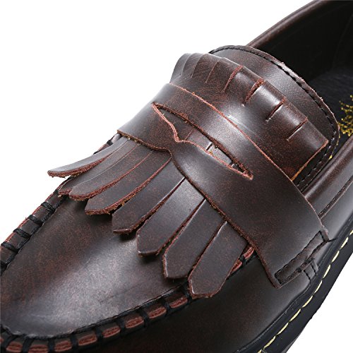 Smilun Damen Bootsschuhe Rund Toe Loafer Flach Mokassins Quaste - 4