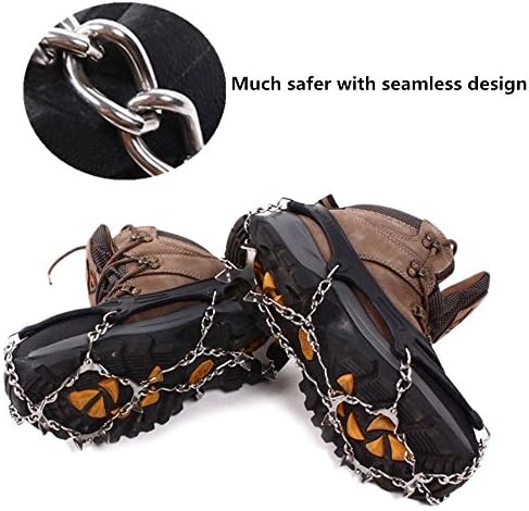 VICWARM 12 Teeth Claws Crampons Cleats Spikes Non-slip Shoes Cover Stainless Steel Chain For Outdoor Ski Ice Snow Hiking Climbing (M: UK 5-7 EU 35-39)