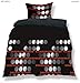 Produktbild CelinaTex 0500036 Living 2-tlg Bettwäsche 4-Jahreszeiten 135 x 200 cm Mikrofaser OEKO-TEX 2 teilig Nevada schwarz grau rot Punkte