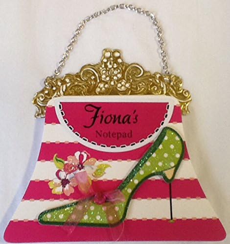 Beautiful handbag Shaped Personalised Notepad With Chain, Fiona's Notepad