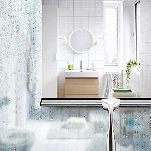iRush Edelstahl Duschabzieher, Duschwischer mit Wandaufhänger, Badezimmerwischer für Auto Fliesen Spiegel Duschtüren und Fenster - 4