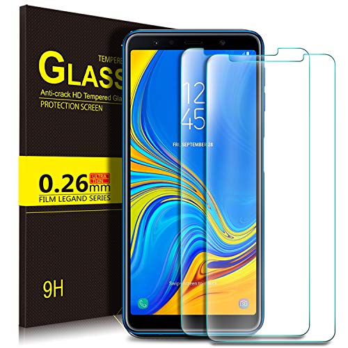 Kugi Samsung Galaxy A7 2018 Protector de Pantalla, Samsung Galaxy A7 2018 Cristal Templado [9H Dureza] [Alta Definicion] Protector de Pantalla para Samsung Galaxy A7 2018 (Paquete de 2)