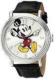 Disney Men's W001868 Mickey Mouse Silver-Tone Watch with Black Band