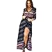 Price comparison product image Womens Dress,Women's Summer Boho Long Maxi Dress Ladies V Neck Floral Casual Tunic Beach Evening Party Dress Sundress Plus Size (Sexy Brown, L)