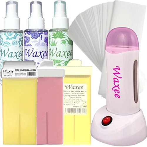 Roll on waxing kit POWERFUL hetaer WITH BASE pre & after wax lotion 100ml roller etc