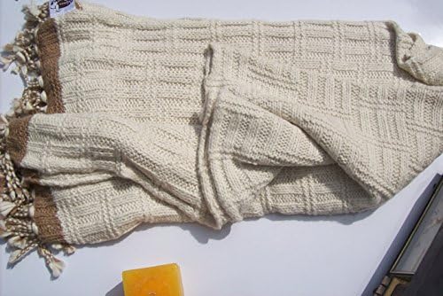 SWEET DREAMS HOME - Deluxe Hypoallergenic 100% Peruvian Royal Alpaca Throw Blanket Extra Single-size (58” W x 71” L + 5” fringes - 1.5 kg) Chunky knit, Natural Coffee, Organic, Softness, Handmade