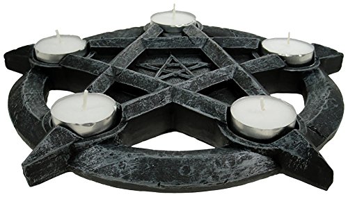 Nemesis Now - Portacandela con Pentagramma, 32 cm, Colore: Grigio