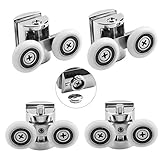 MultiWare Lot de 4 roulettes Doubles - pour Porte de Douche Coulissante, À 2 Roues de 23 mm de Diamètre en Alliage de Zinc Salle de Bain