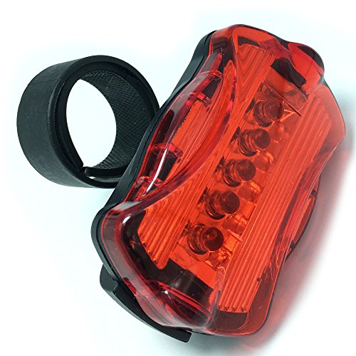 Rücklicht, Yesloo 5 LED Fahrradbeleuchtung mit 7 Leuchtmodi Wasserdichte Fahrrad Licht/ Nacht Rück Fahrradlampe, Akku Betrieben, Schwarz & Rot