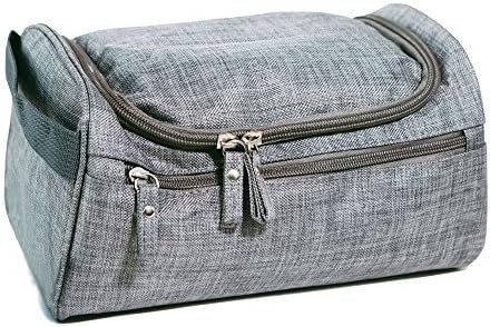 Toiletry Bag for Men, Women &amp; Children. Perfect size for Organising your Travel Toiletries, Wash Bag for the Gym or Ladies Make-up bag. With Hanging Hook, Multi Pockets &amp; Carry Handle - Hemp Grey