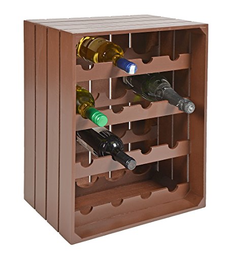 ts-ideen Landhaus Weinregal Braun für 16 Flaschen Flaschenregal braunes Holz Wein Regal Board - 9