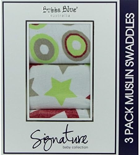 Bubba Blue Infant SIGNATURE 3 PACK MUSLIN SWADDLES Cotton 120 x 120cm