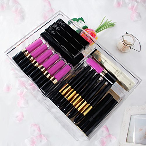 Lifewit Kosmetikorganizer Acryl Makeup Aufbewahrung Kosmetik Organizer Aufbewahrungsbox Sortierkasten 4 Schubladen 30x30x20 cm - 5