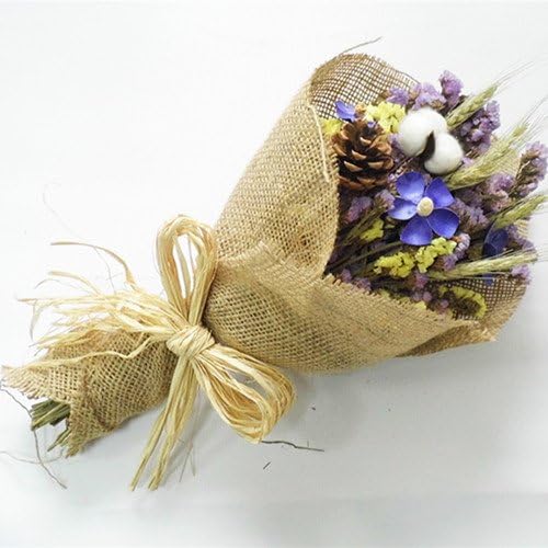 Dried Forget-me-not Flower Natural Wheat Cotton and Pinecone Flower Bunch