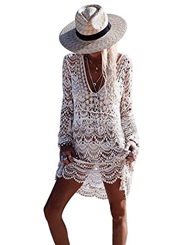 ASSKDAN Damen Boho Weben Einzigartig Bikini Cover Up Sommerkleid StrandKleid Lang – One Size - 6