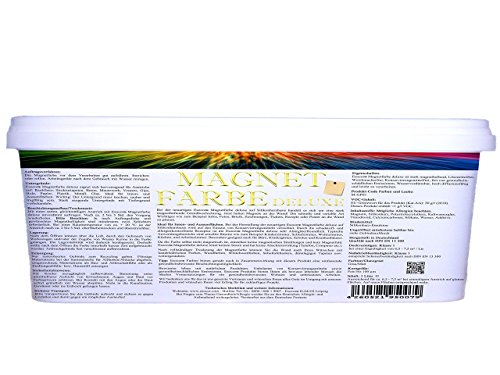 Neu! Jetzt noch stärker! 1 Liter Esocor® Magnetfarbe deluxe + 5 Neodym- Test Magnete Gratis – verleiht jeder Wand Anziehungskraft – stark magnethaftend – sehr Allergikerfreundlich – Ohne Konservierungsmittel – Ideal für Innen- und Aussenflächen - 2