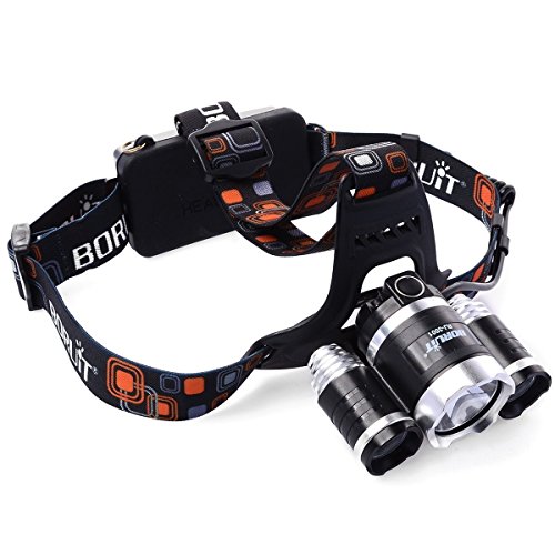 Glighone wiederaufladbare LED Helm Licht Kopf Taschenlampe mit 4 Modi, 3 * XM-L T6 LED Focus Wasserdichte Scheinwerfer Taschenlampe für Wandern Camping Jagd Klettern Radfahren Angeln im Freien Licht - 3