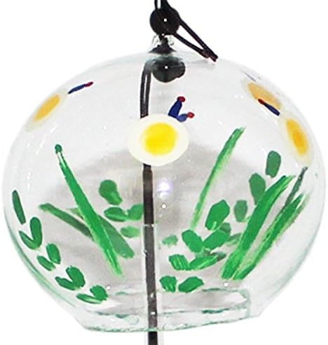 Japanese Handmade Glass Wind Chime with Paintings of Fireflies
