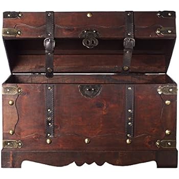 Amazon.de: HMF 6400-160 Schatztruhe aus Holz mit Schloss | 60 x 35 x 38