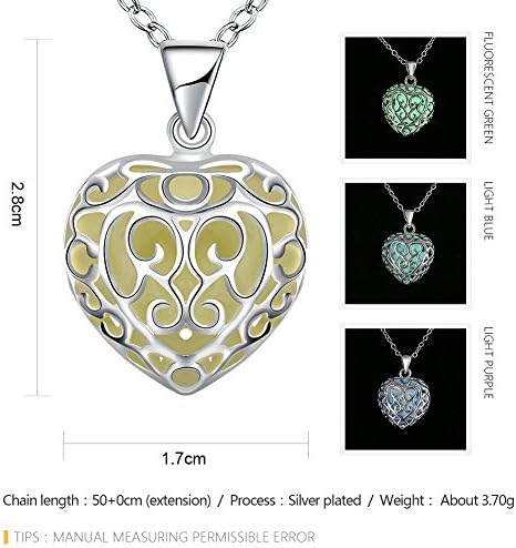 lureme® New Magical Glow in the Dark Luminous Heart with Cirrus Pendant Necklace - Light Purple (01003904-3)