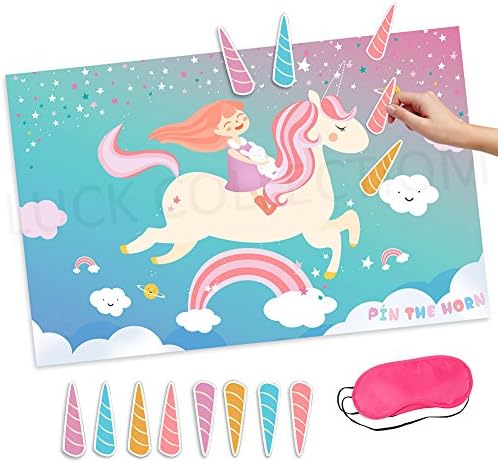 Kreatwow Pin the Horn on the Unicorn Party Game Girls Unicorn Party Version For Birthday Party Decoration