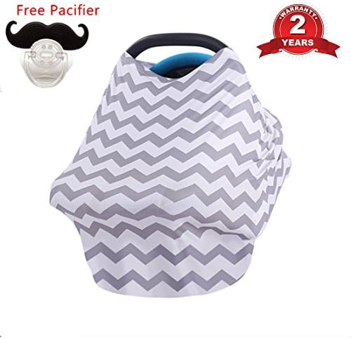 Baby Car Seat Cover, Breastfeeding Nursing Cover, Multi-Use Stretchy 5 in 1 Perfect Unisex Baby Shower Gift (a)