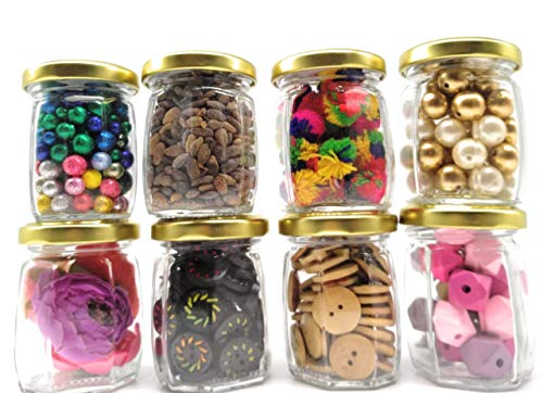 Satyam Kraft (Pack of 8) Octagon Glass Jar and Container(120 ml) with Rust Proof Air Tight Lid/Diwali Gift/Diwali Gifts for Family and Friends/Diwali Gift Items (Octagon jar 120 ML, 8)
