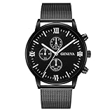 SamMoSon Genf Herrenuhr Armbanduhr Elegant Retro Edelstahl Uhr Quarzuhr Uhren Mesh Band Nicht Wasserdicht Sportuhr Mode Outdoor Sport Uhr Herrenuhren (K, Freie Größe)