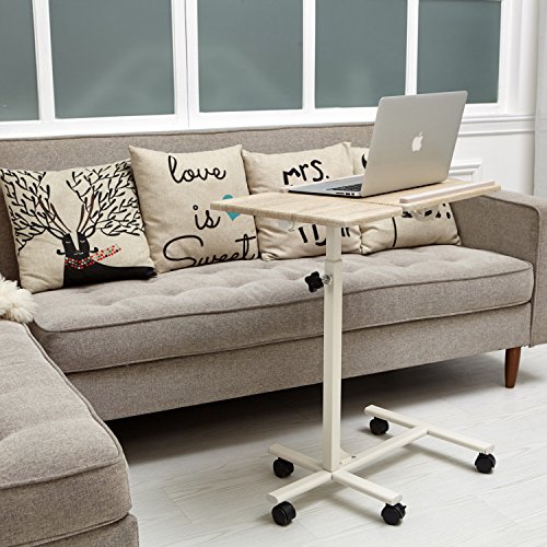 Einstellbare Laptop Tisch Sofa Nachttisch Coavas Overbed Tabelle 5 Einstellbare H?he Platz sparen bewegliches robustes Notebook Computer Stand Schreibtisch (Buche) - 3