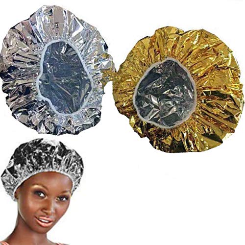 O³ Bonnet Chauffant Pour Soins Capillaires-2 Bonnet Auto Chauffant Cheveux pour Masque-Charlotte auto chauffante : 1 Gold & 1 Silver